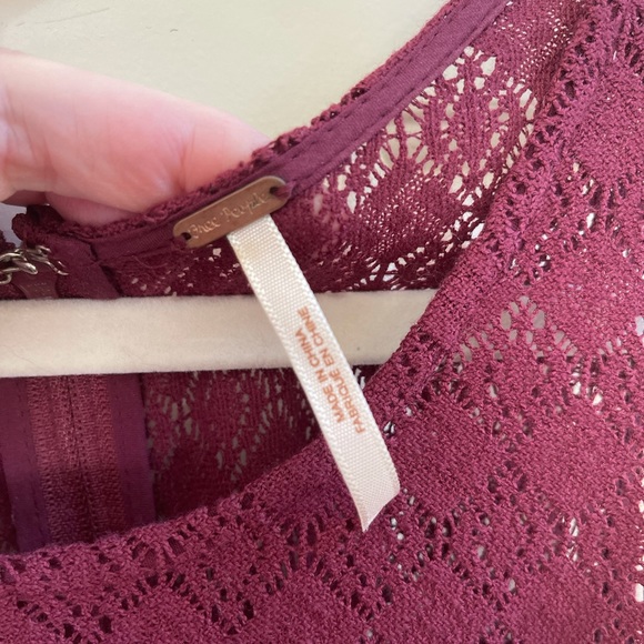 Free People burgundy lace mini skater dress - Picture 6 of 9